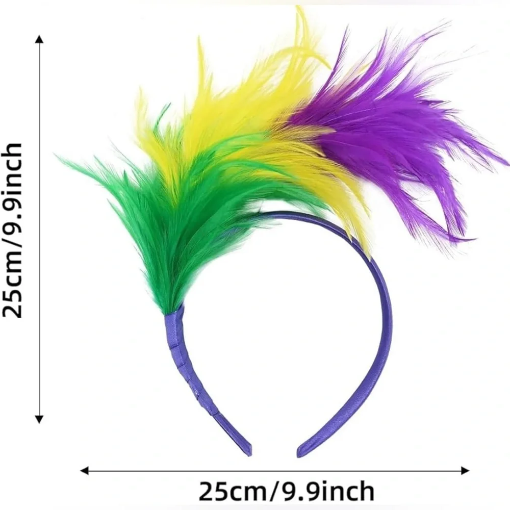 3pc Mardi Gras Vibrant Party Fan and Headband & SCARF set new